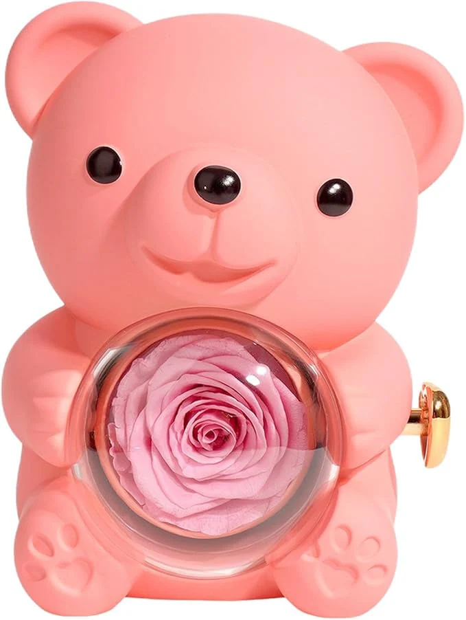 Cute Teddy Bear with a Rose Gold Stainless Steel Necklace - Image 3